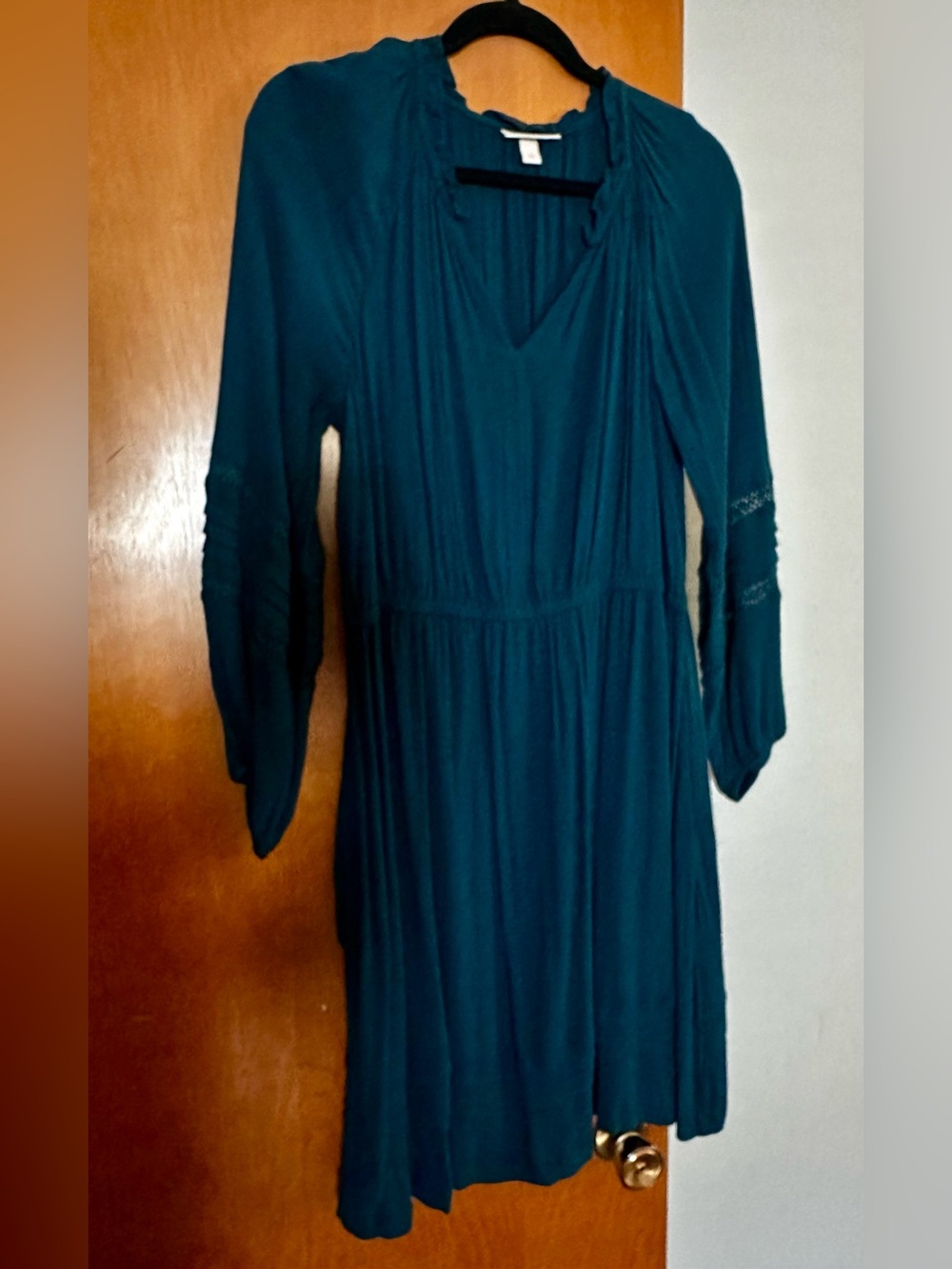 Knox Rose Teal Long-Sleeve V-Neck Dress